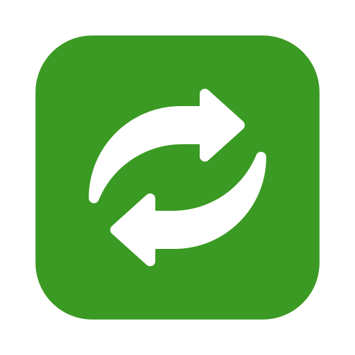 Green app icon with two white curved arrows forming a circle, indicating refresh or synchronization.