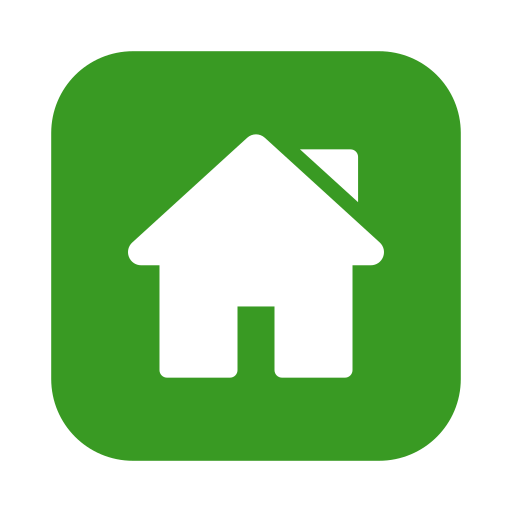 Green square icon with a white house symbol in the center.