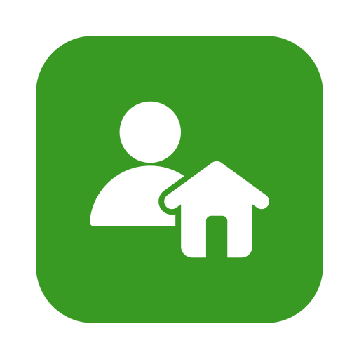 Icon of a person with a house, indicating home management or real estate.