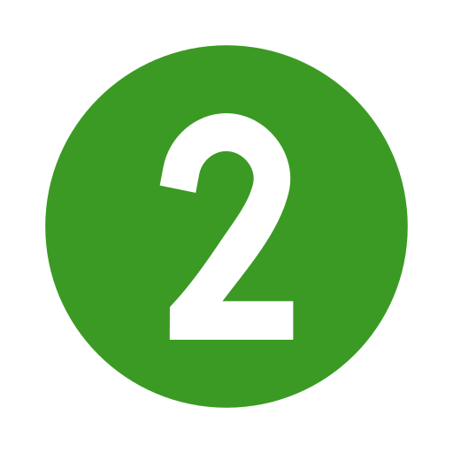 Green circle with the white number two in the center.