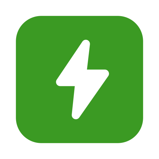 Green square icon with a white lightning bolt symbol in the center.