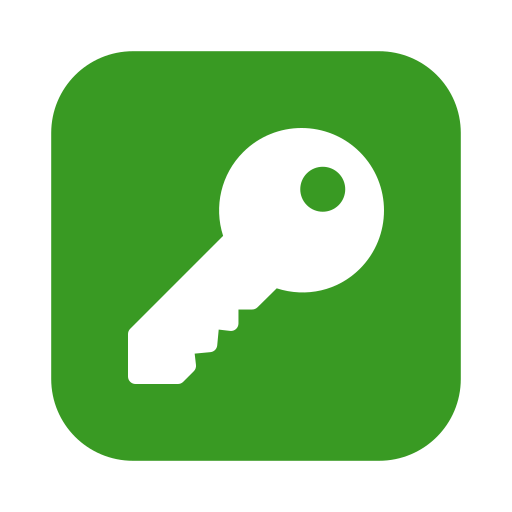 White key icon on a green background
