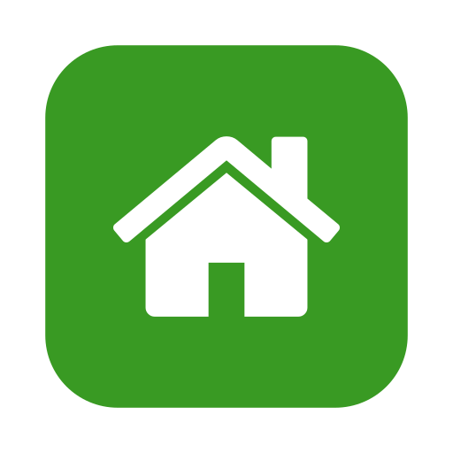 Green square icon with a white house symbol in the center.