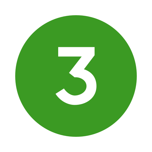 Green circle with the number 3 in white in the center.