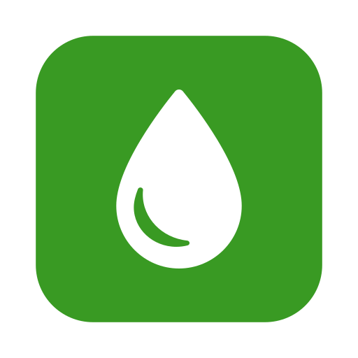 Green icon with a white droplet of water in the center.