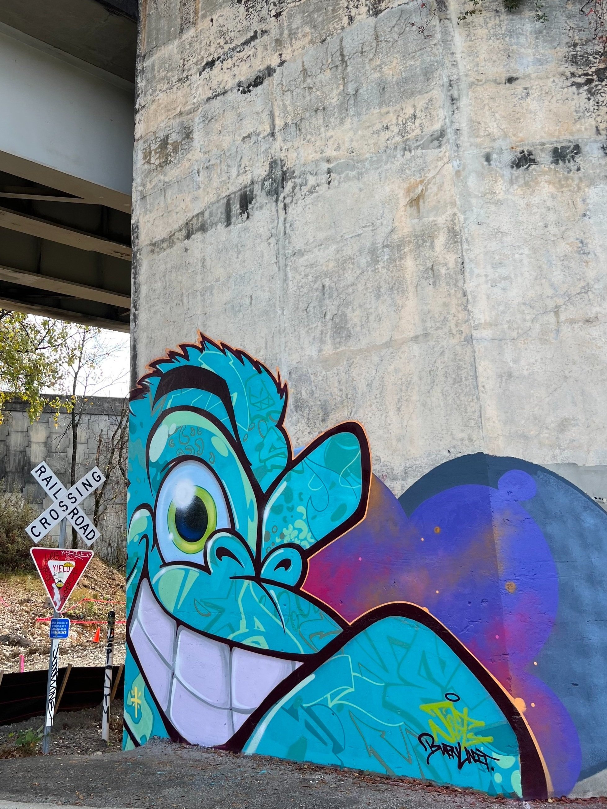blue gorilla under bridge.jpeg