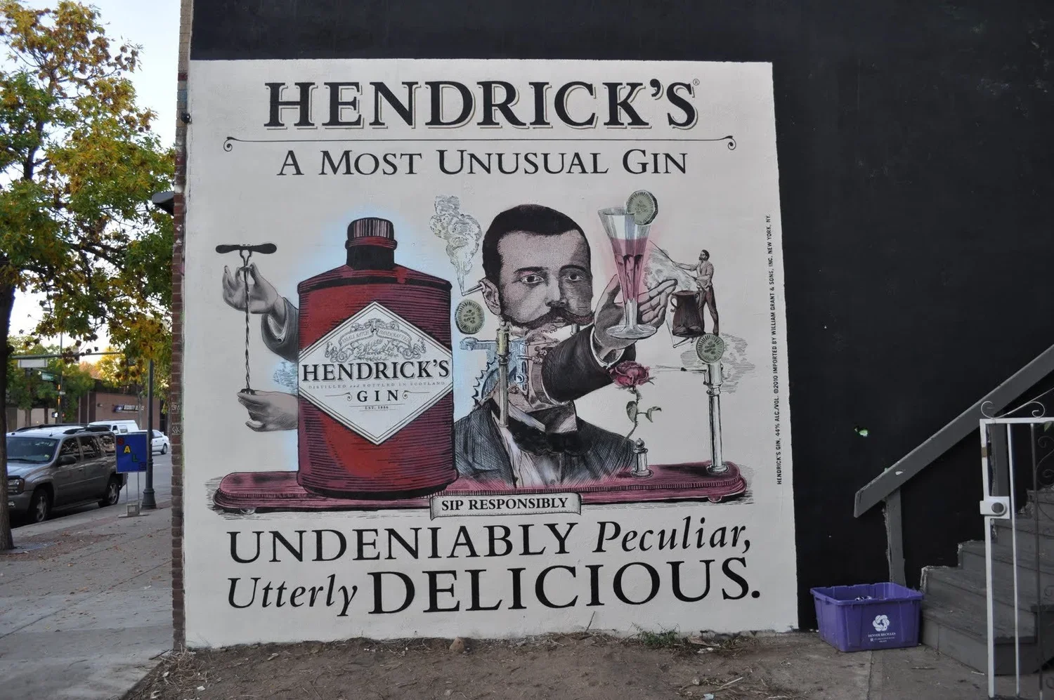 Branded commercial mural by Guerilla Garden created for Hendrick's Gin.