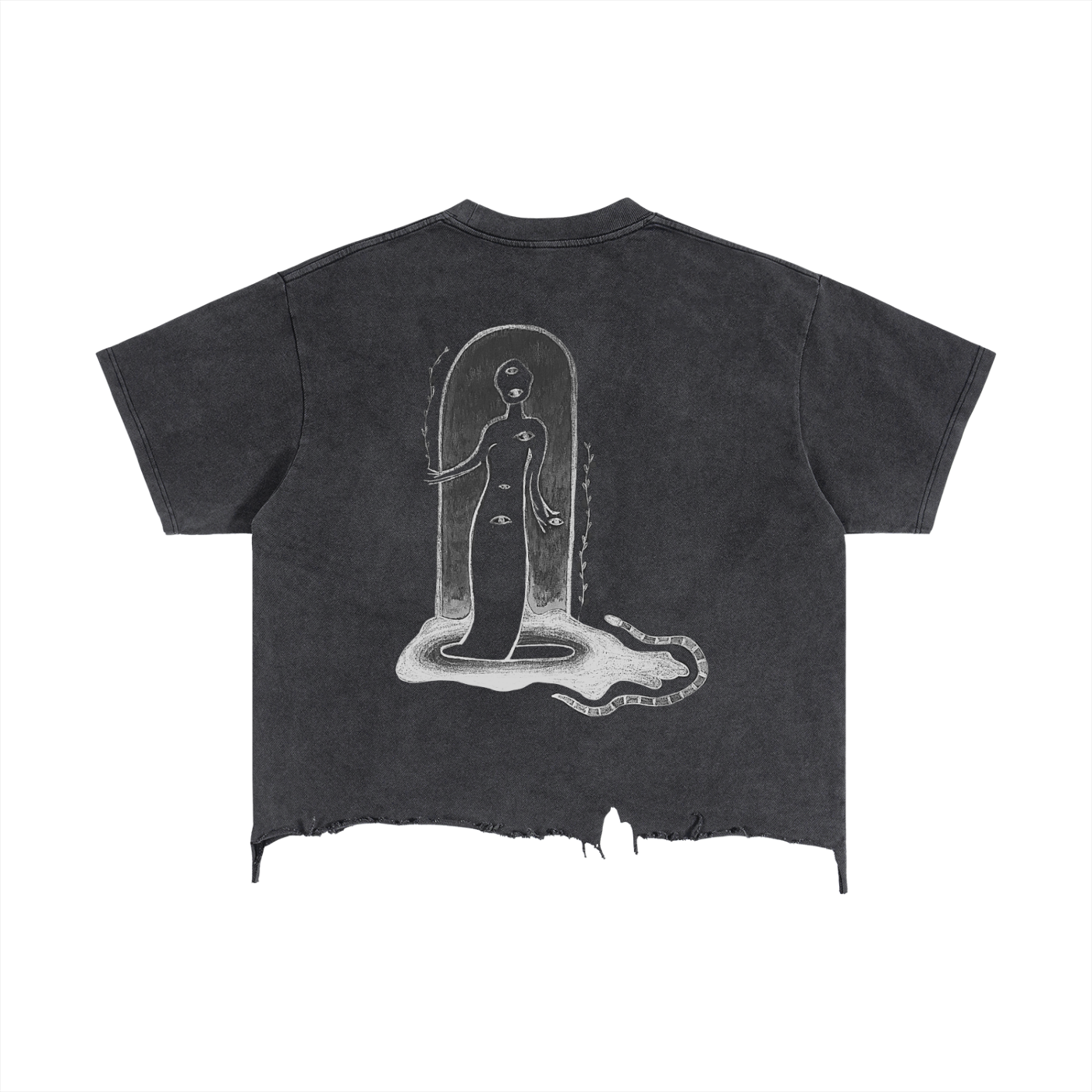 Vintage Wash Boxy Distressed Hem T-Shirt
