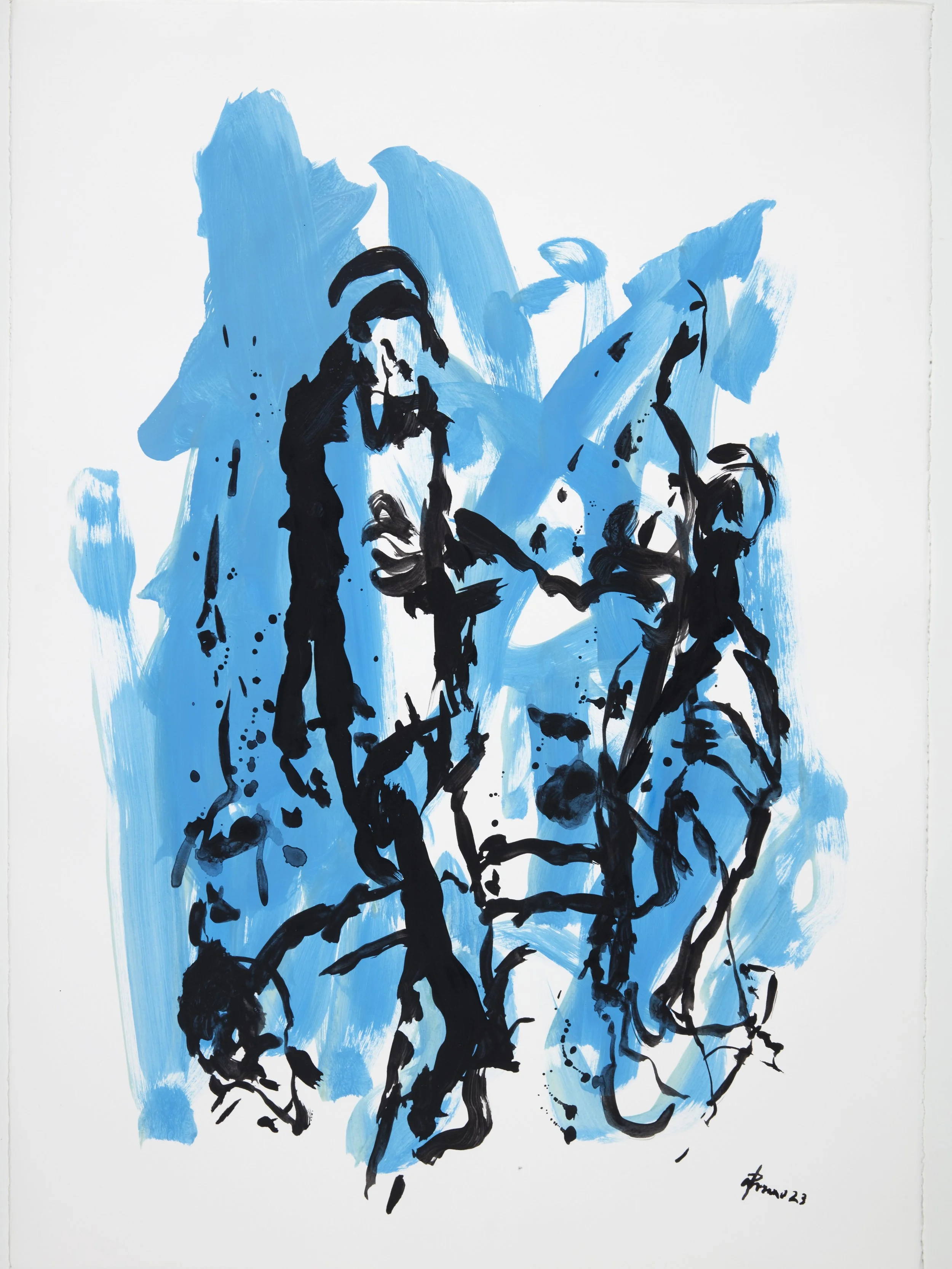Gestalten, 2023, Acryl-Papier, 75x55 cm