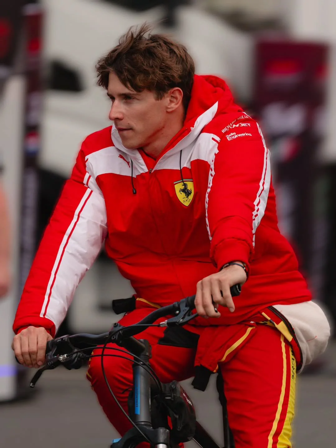 Arthur Leclerc switching from four wheels to two as he makes his way through the Paddock back to his garage shortly before Race 2 at Brands Hatch during the GT World Challenge Europe Sprint Weekend. 
@gtworldcheu

#brandshatch #gtworldcheu #ferrari #