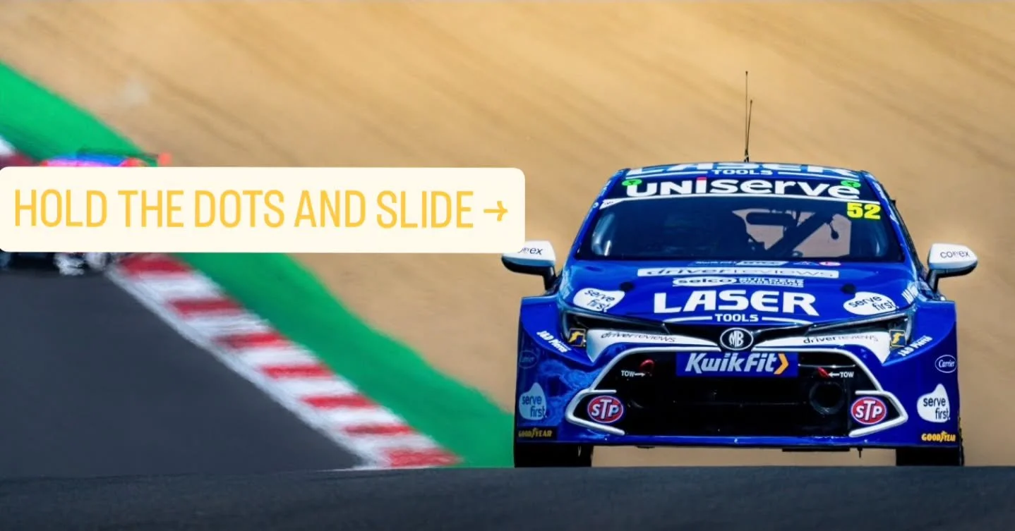 A well caught slide from @nicolashamilton at the bottom of Paddock hill. Hold the dots and slide to see the moment in motion. 

@btcc 

#btcc #brandshatch #vertu #lasertoolsracing #motorsportsphotography