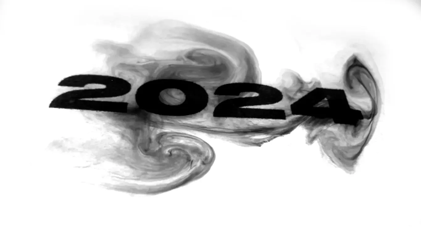 "2024" printed and placed in water