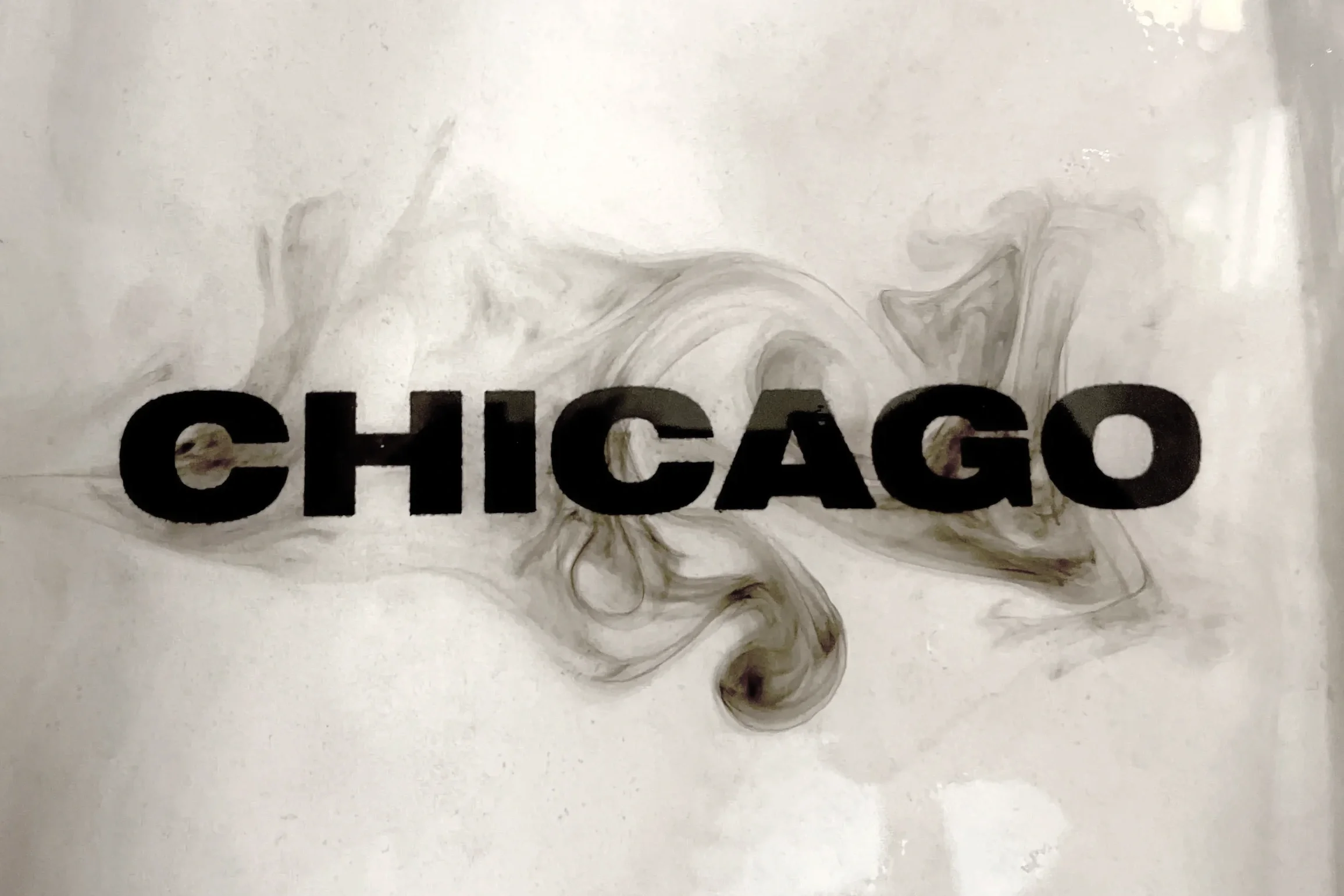 "Chicago" printed and placed in water