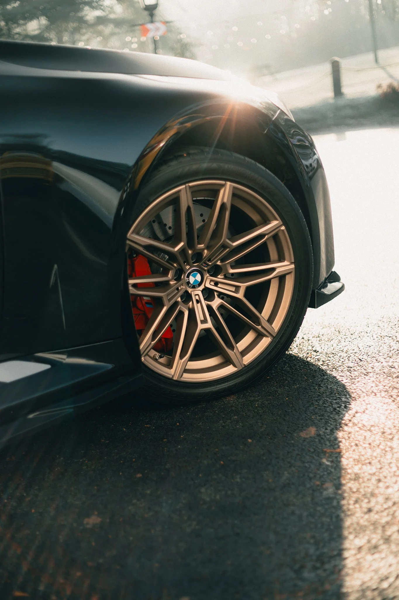 A detail shot of a BMW M2 wheel