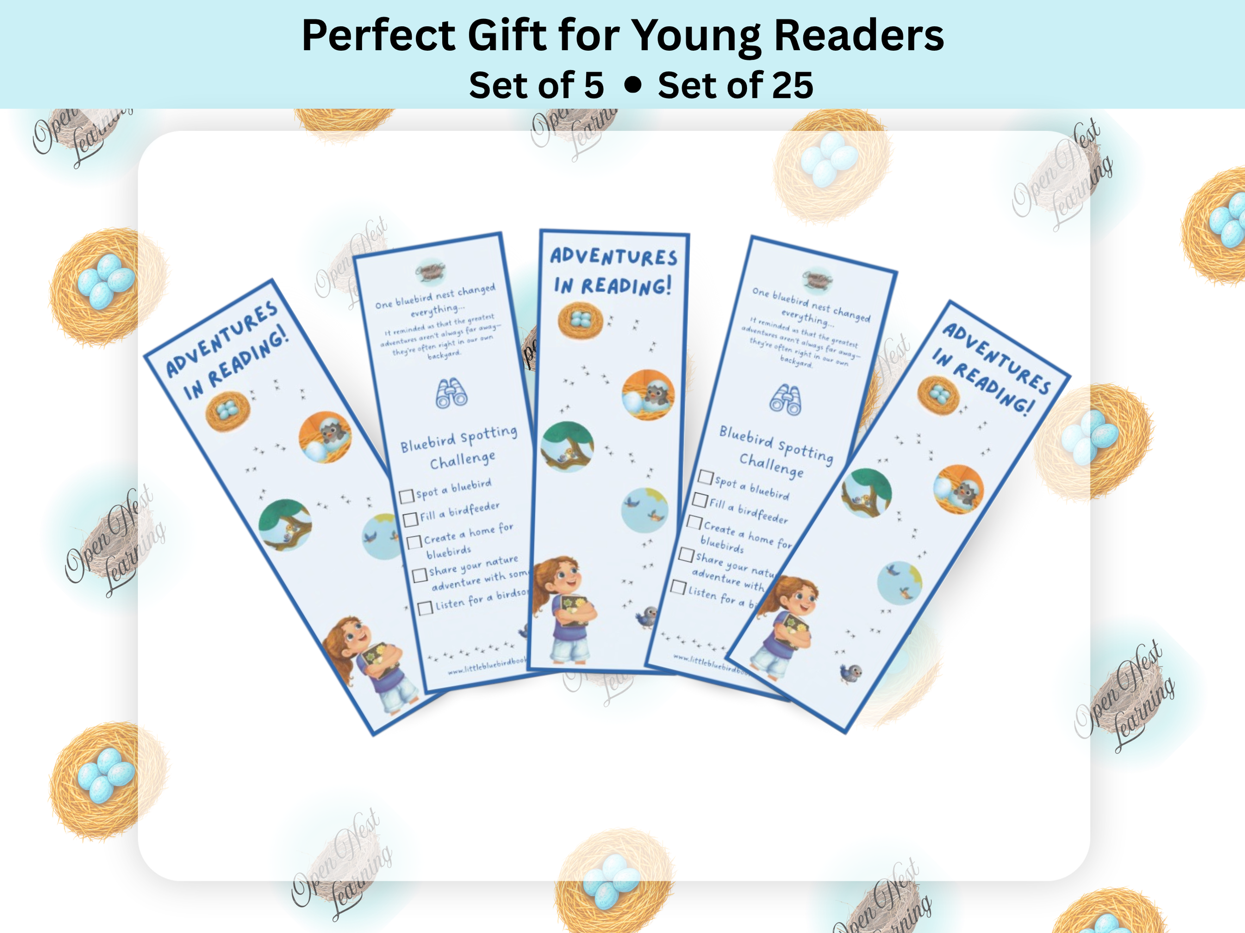 Backyard Bluebird Explorer Bookmark Set (5 pack or 25 pack)