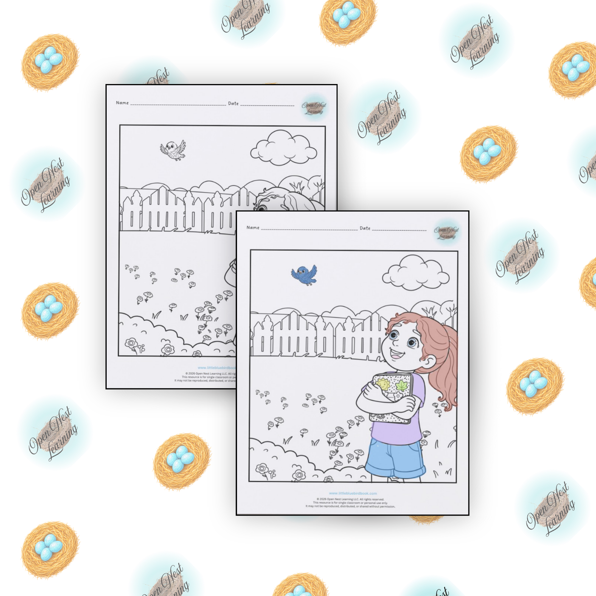 Baby Bluebird First Flight Coloring Page