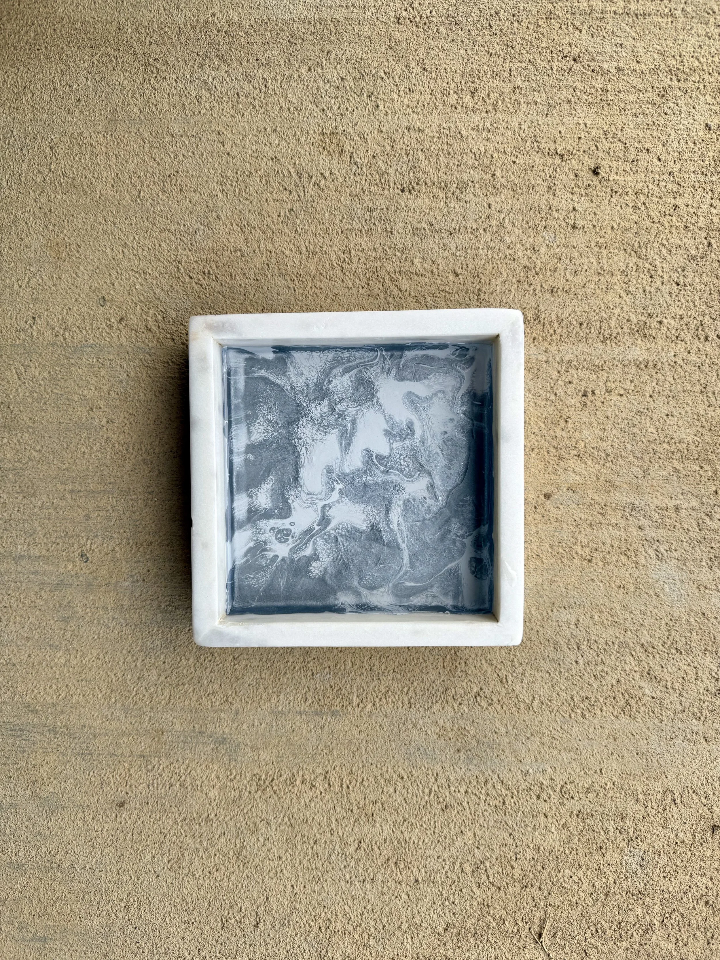 Small Square Modern Marble Resin Tray 1 | Functional Home Decor