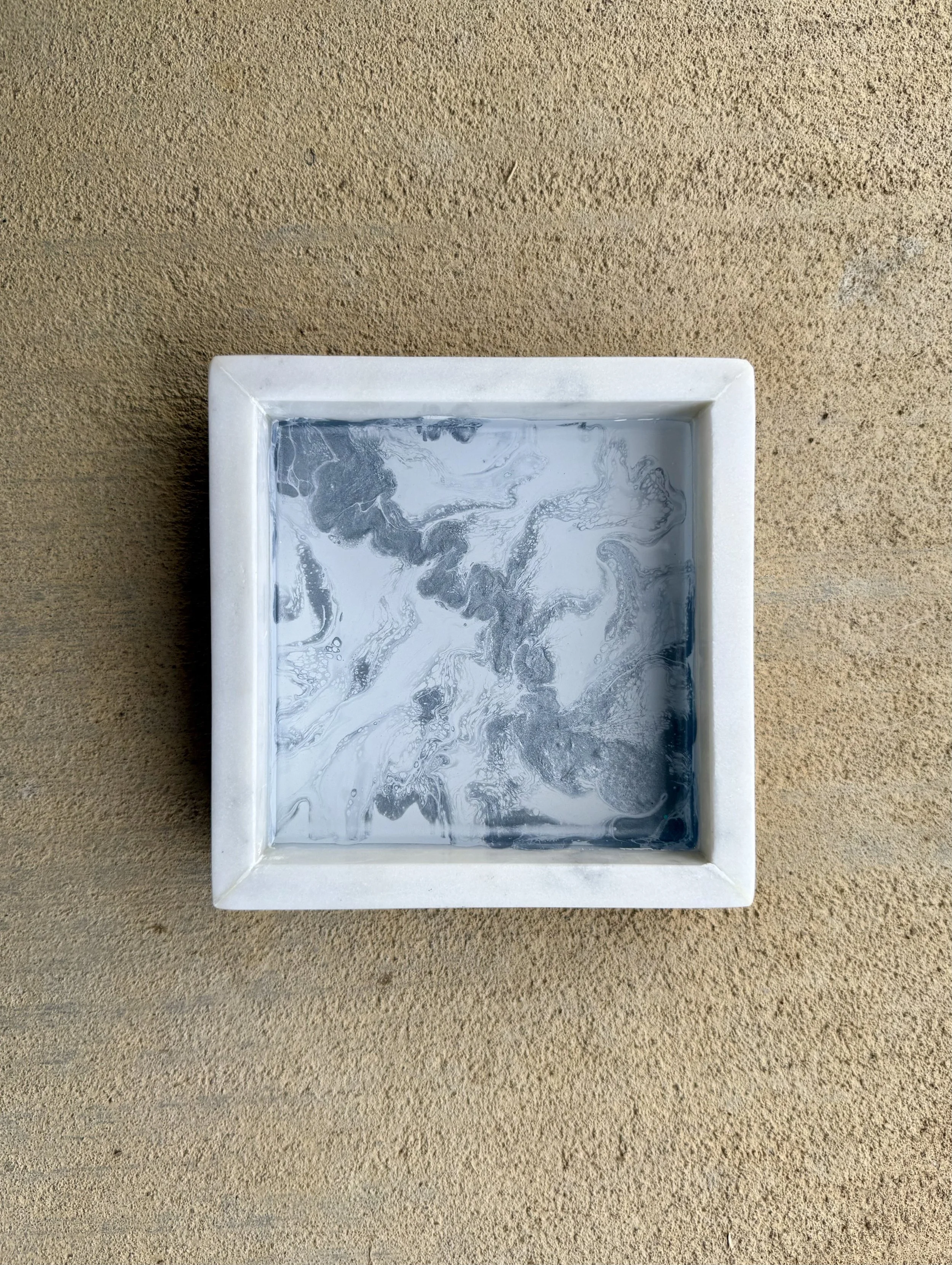 Small Square Modern Marble Resin Tray 3 | Functional Home Decor