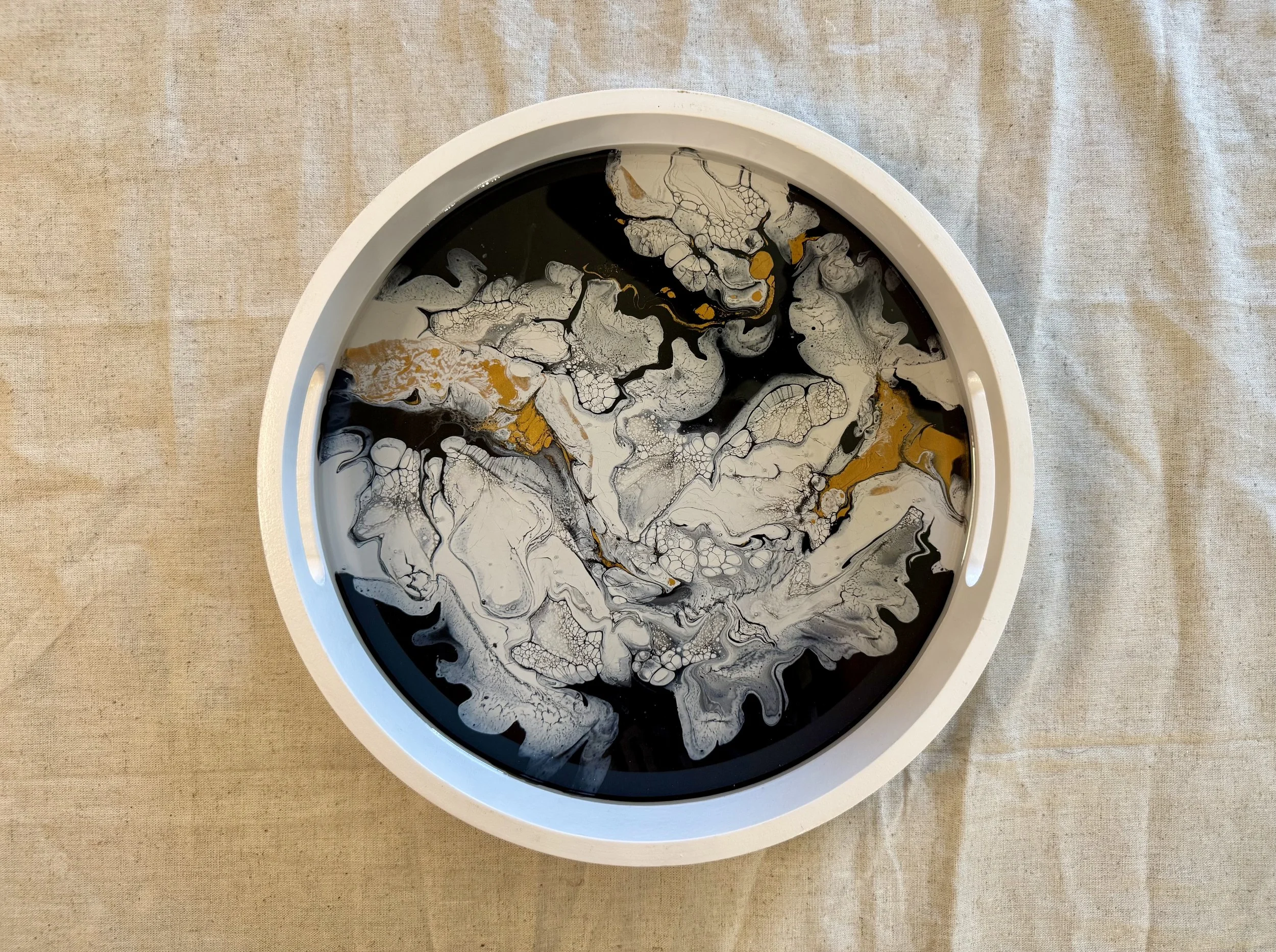 After Dark | Pour Painted Resin Wood Tray