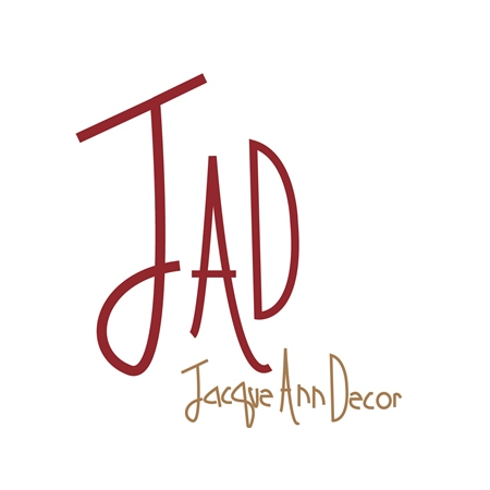 Logo with the text "JAD" and "Jacque Ann Decor" in stylized fonts.