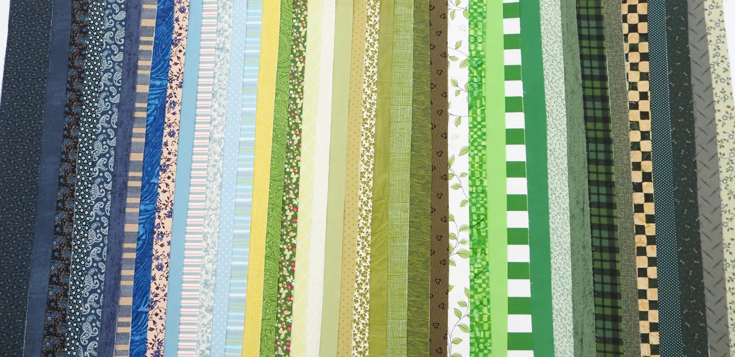 Curated Blue and Green Scrappy Jelly Roll – Multi-Designer Mix