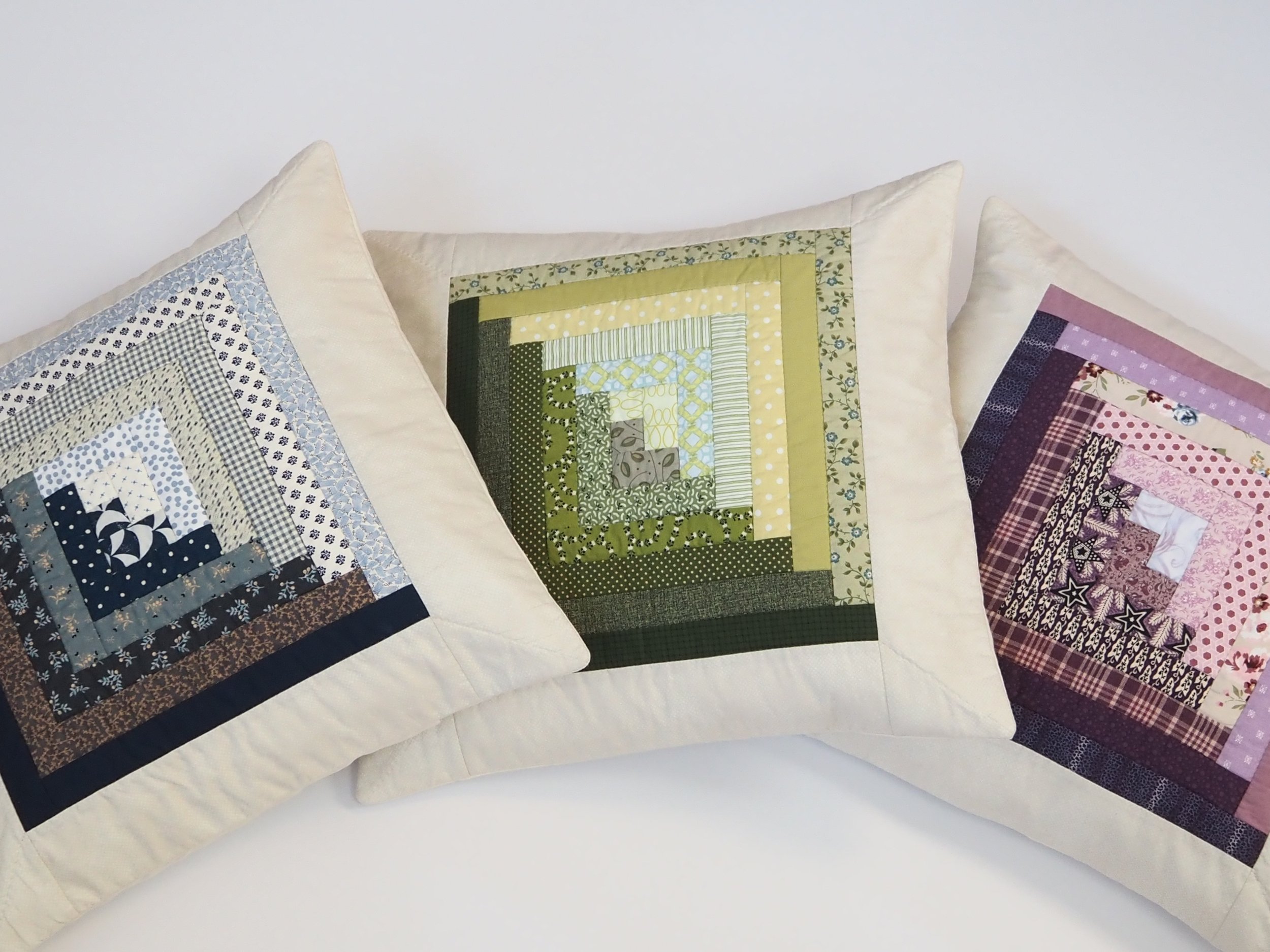 Log Cabin Quilted Throw Pillows