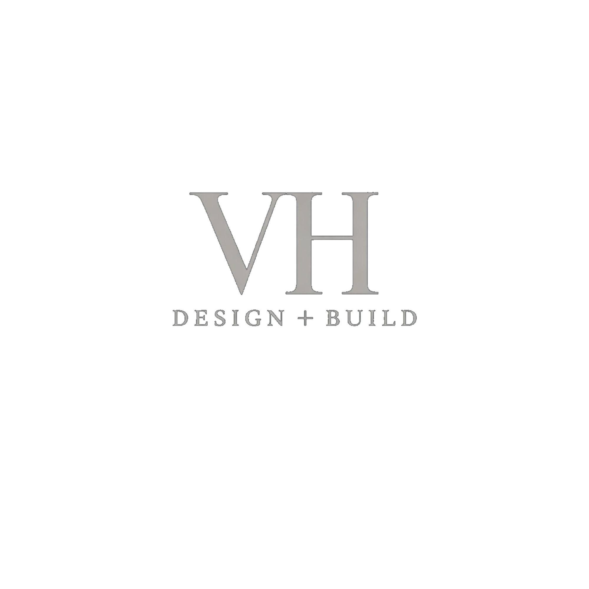 Logo for VHG Design + Build with a black background, featuring the company name in large gray serif letters and the tagline "Design + Build" below.