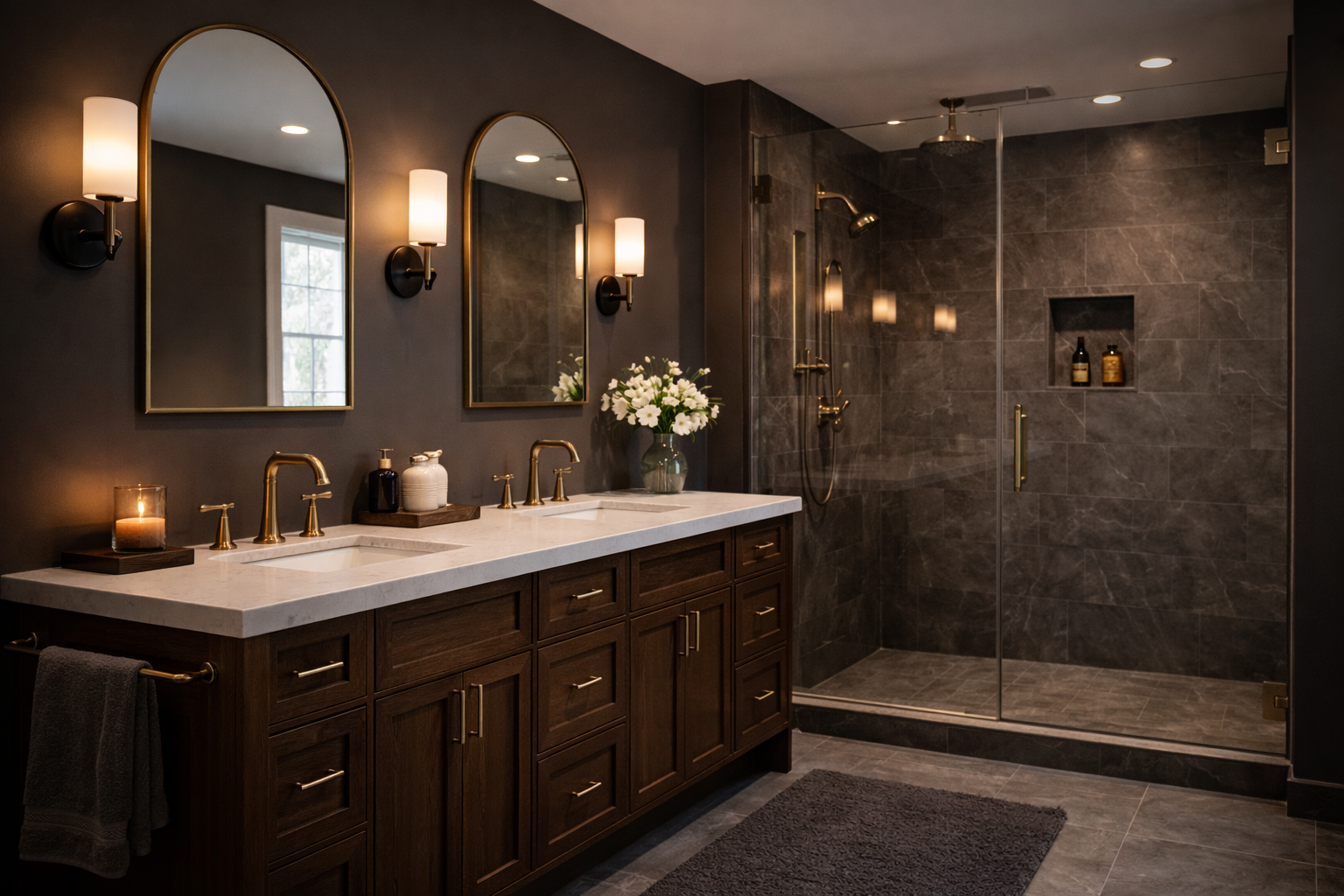 Finished bathroom remodel with modern fixtures