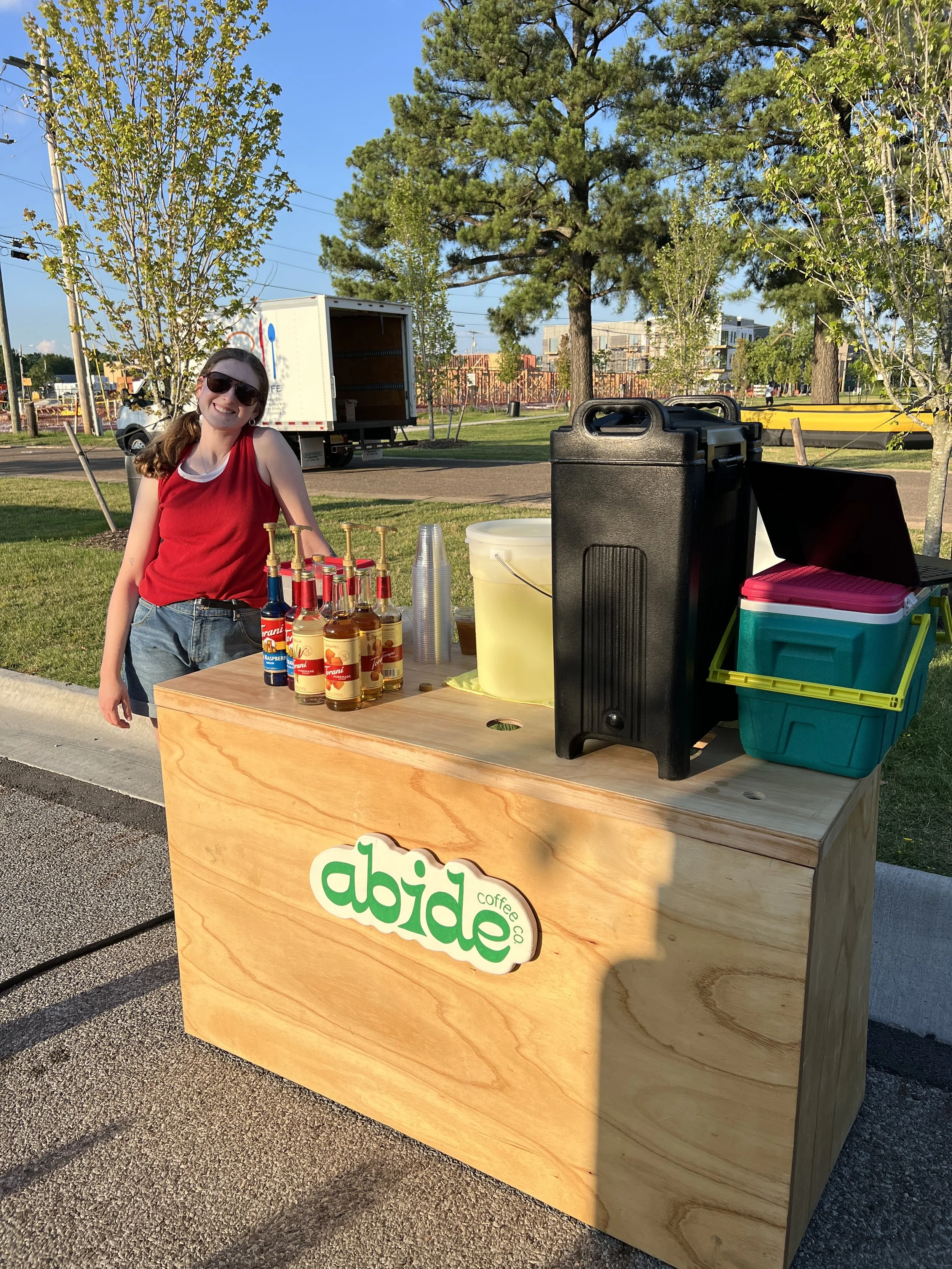 Mobile espresso bar setup at outdoor event