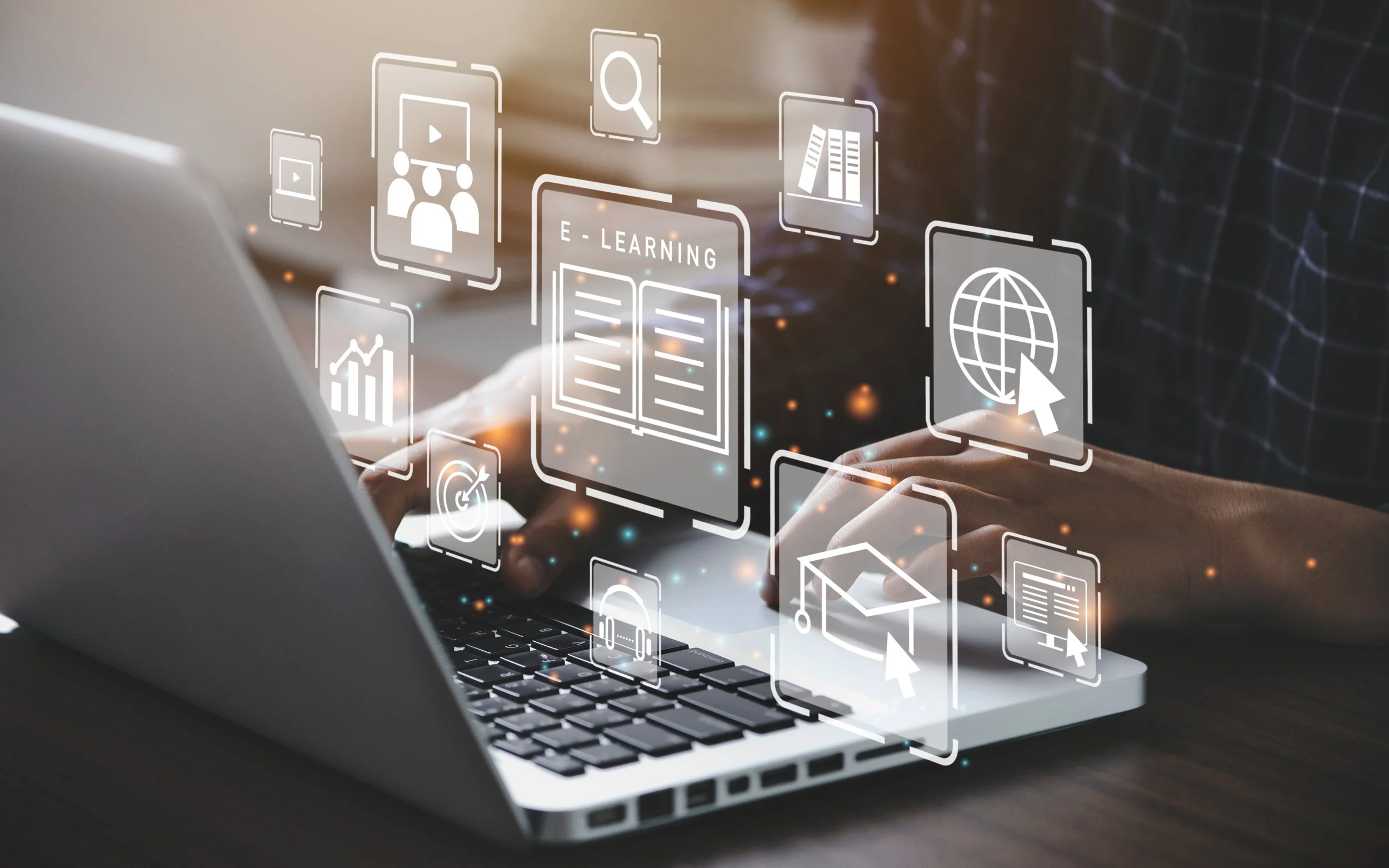 Image shows a digital representation of elearning.