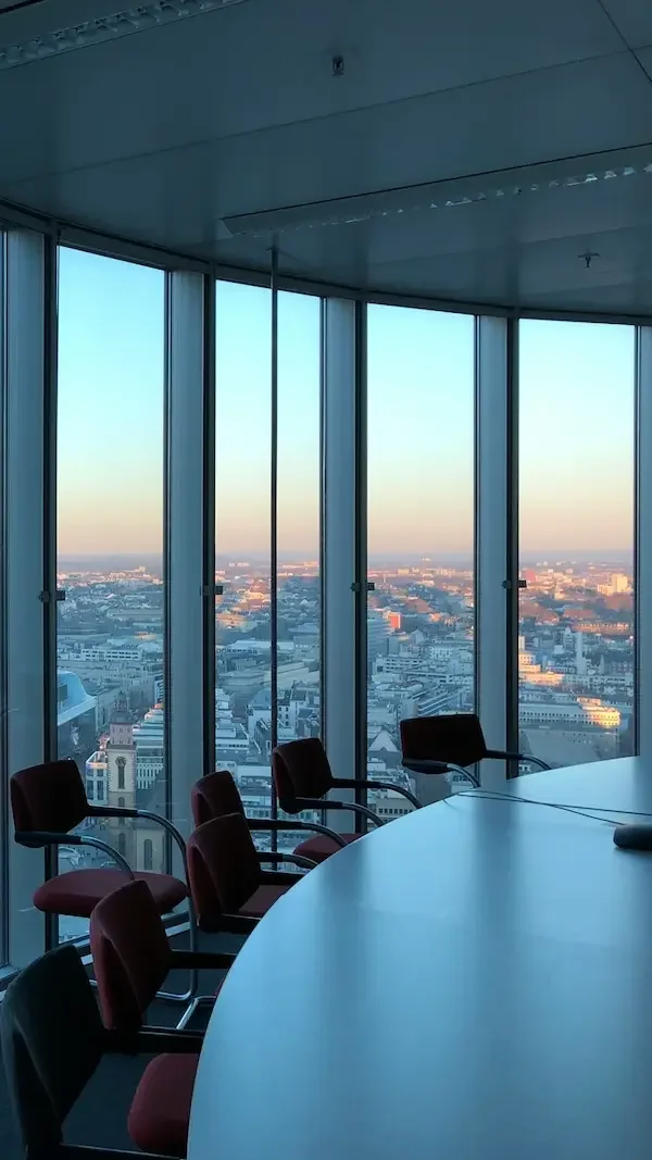 Modern glass conference room interior by RTL Construction Group Atlanta