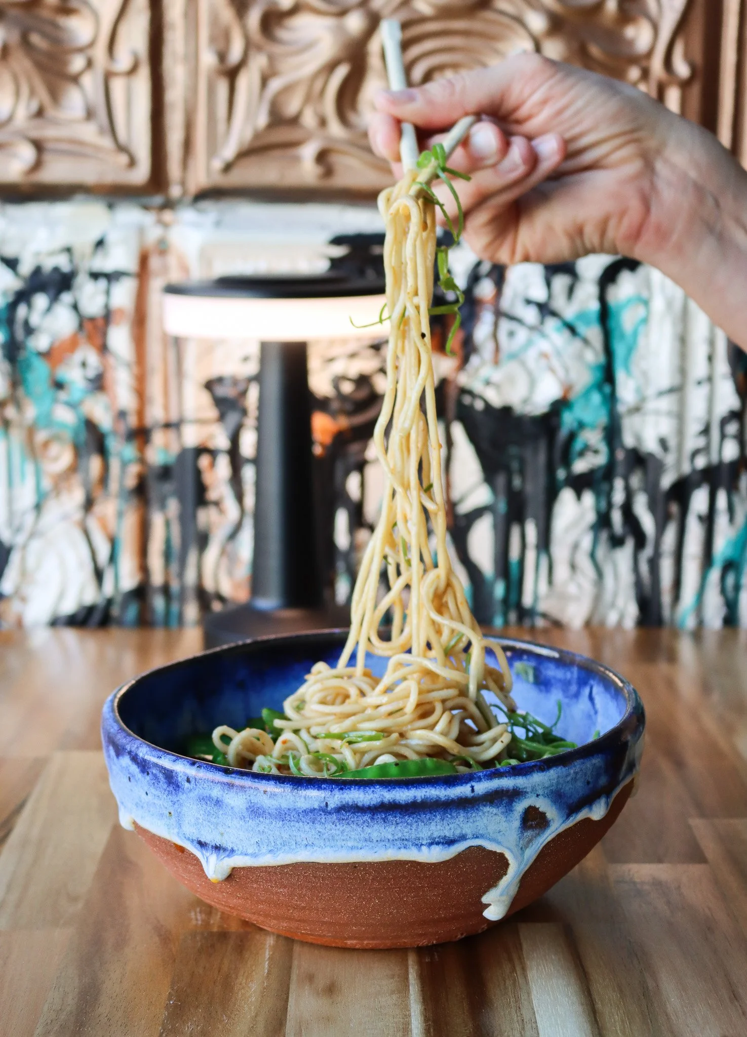 Chef Noodz with Seasonal Veg Broth Chili Crunch Scallion Allegan