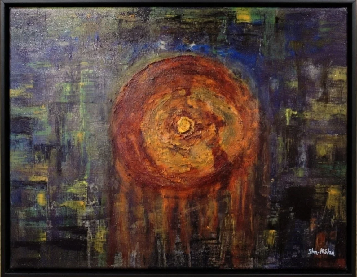 IDENTITIES BRUISED AT BIRTH: 
2019-25, Mixed media on canvas, 50X40 CM