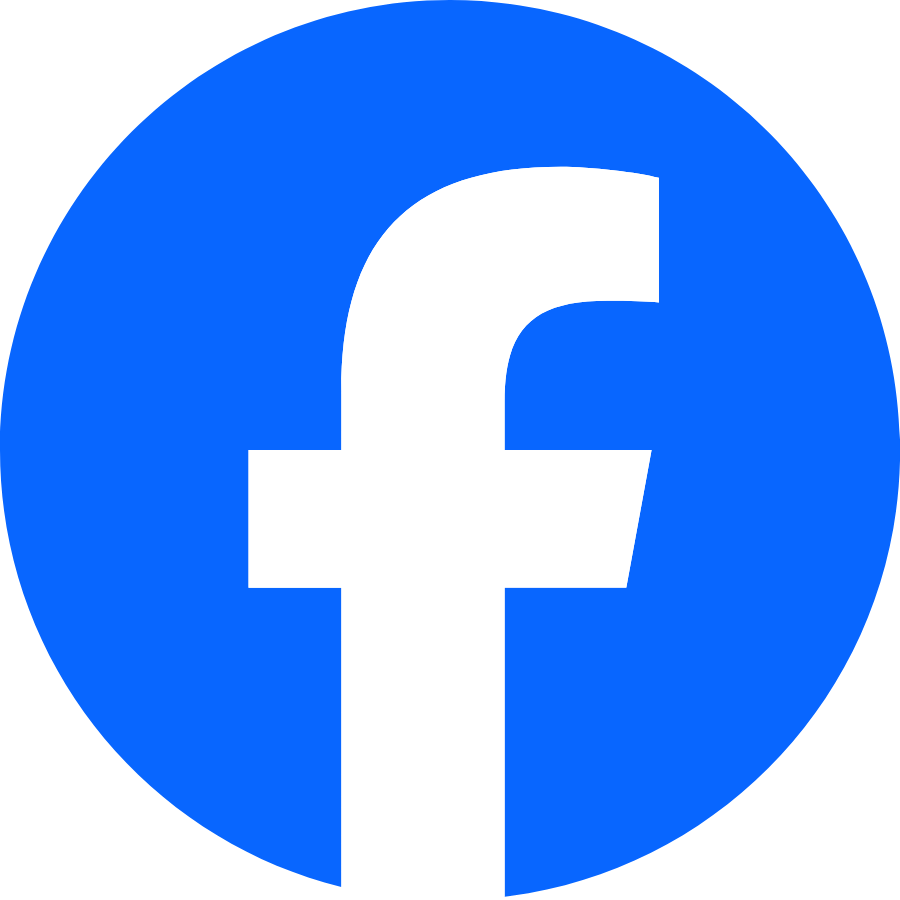 Facebook logo, a white lowercase 'f' on a blue circular background.