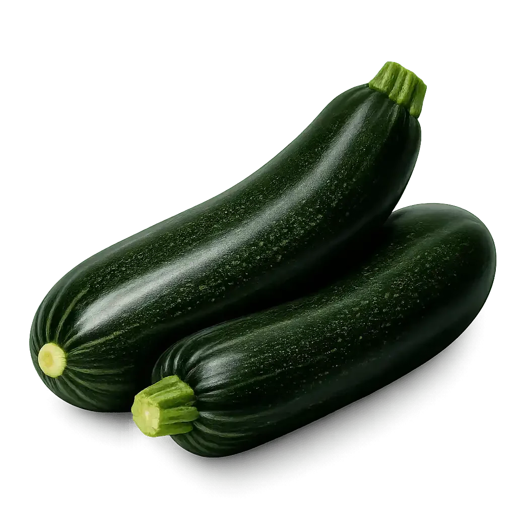 Glossy Black Beauty zucchinis stacked diagonally