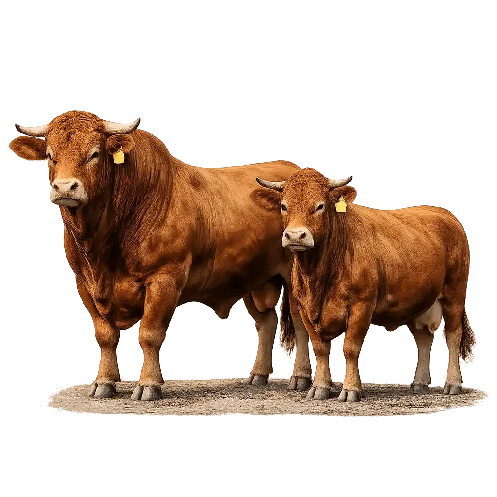 Limousin cattle pair bull and cow