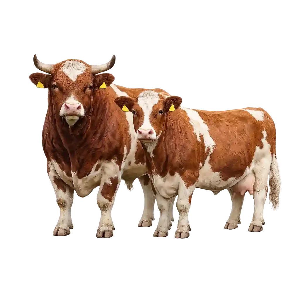 Guernsey bull and cow portrait