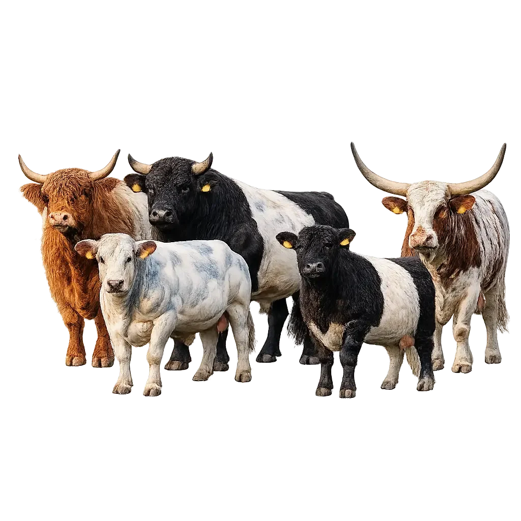Diverse cattle breeds on display
