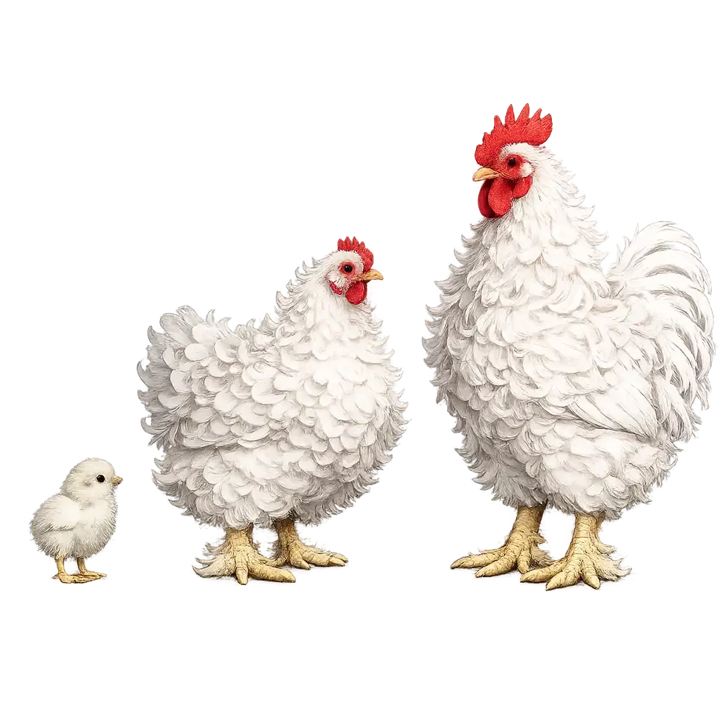 White Frizzle Cochin Bantam