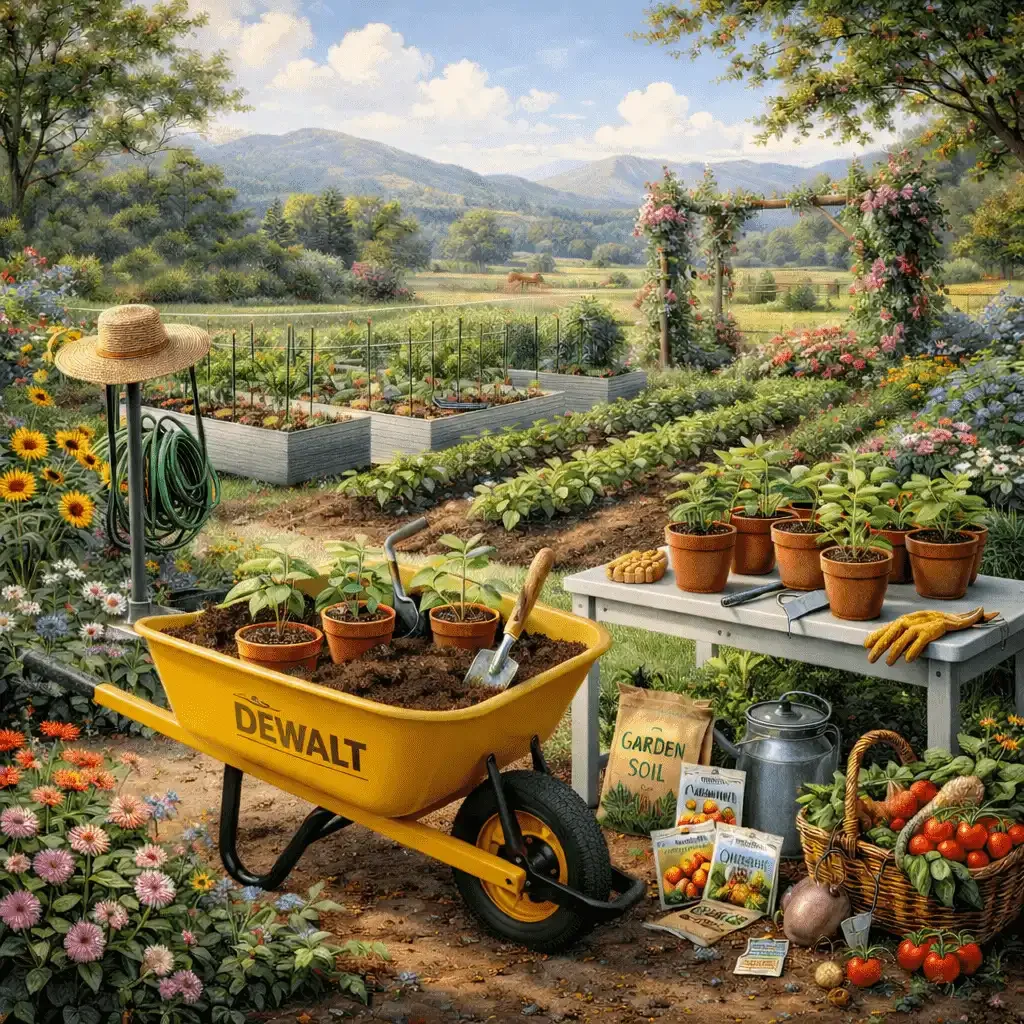 Countryside gardening with vibrant plantings