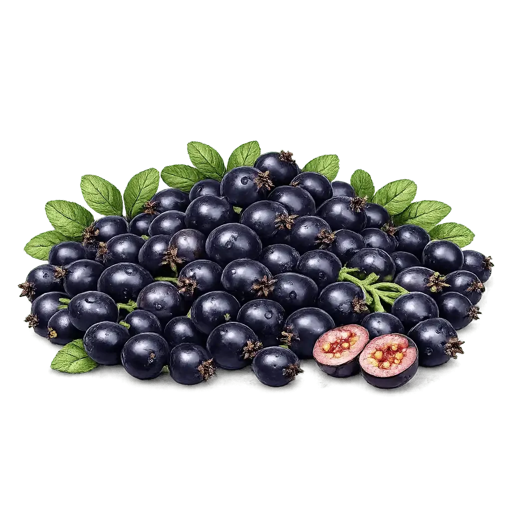 Fresh huckleberries with glistening droplets