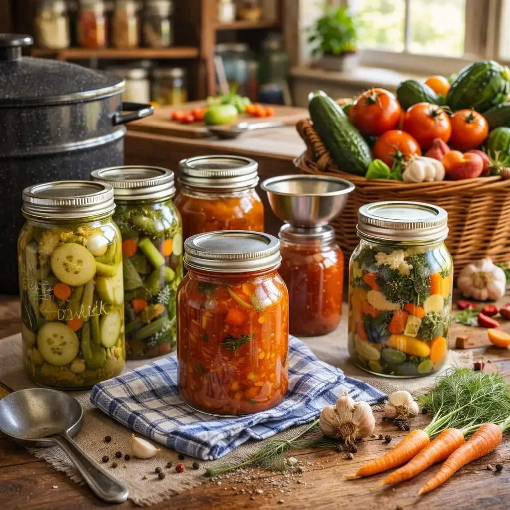 Home canning with freshly harvested produce