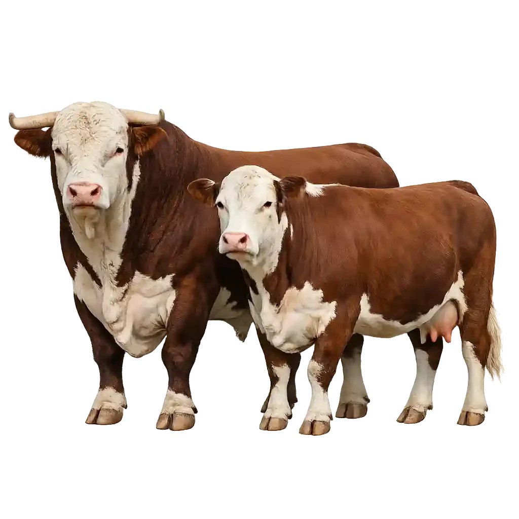 Hereford bull and cow