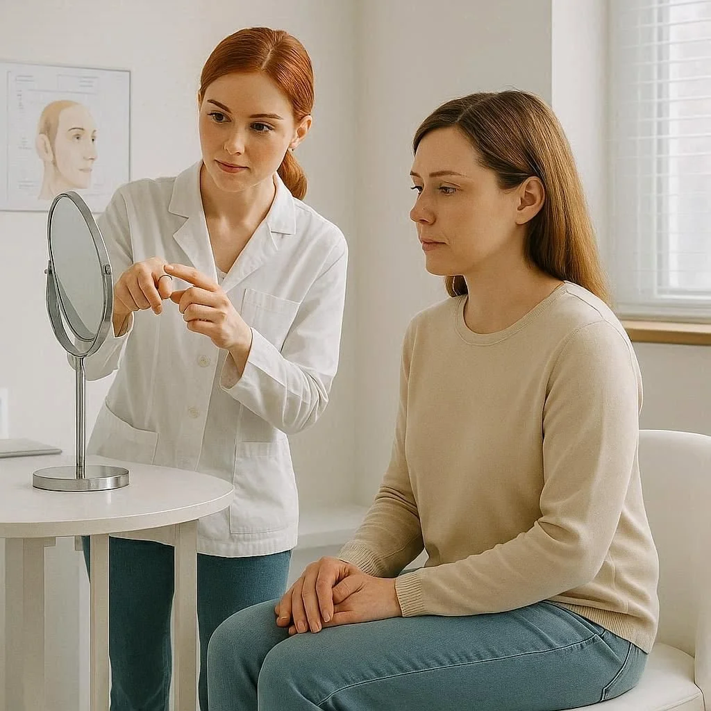 Female client sits for Smooth+ Anti-wrinkle treatment consultation at Chorley Aesthetics