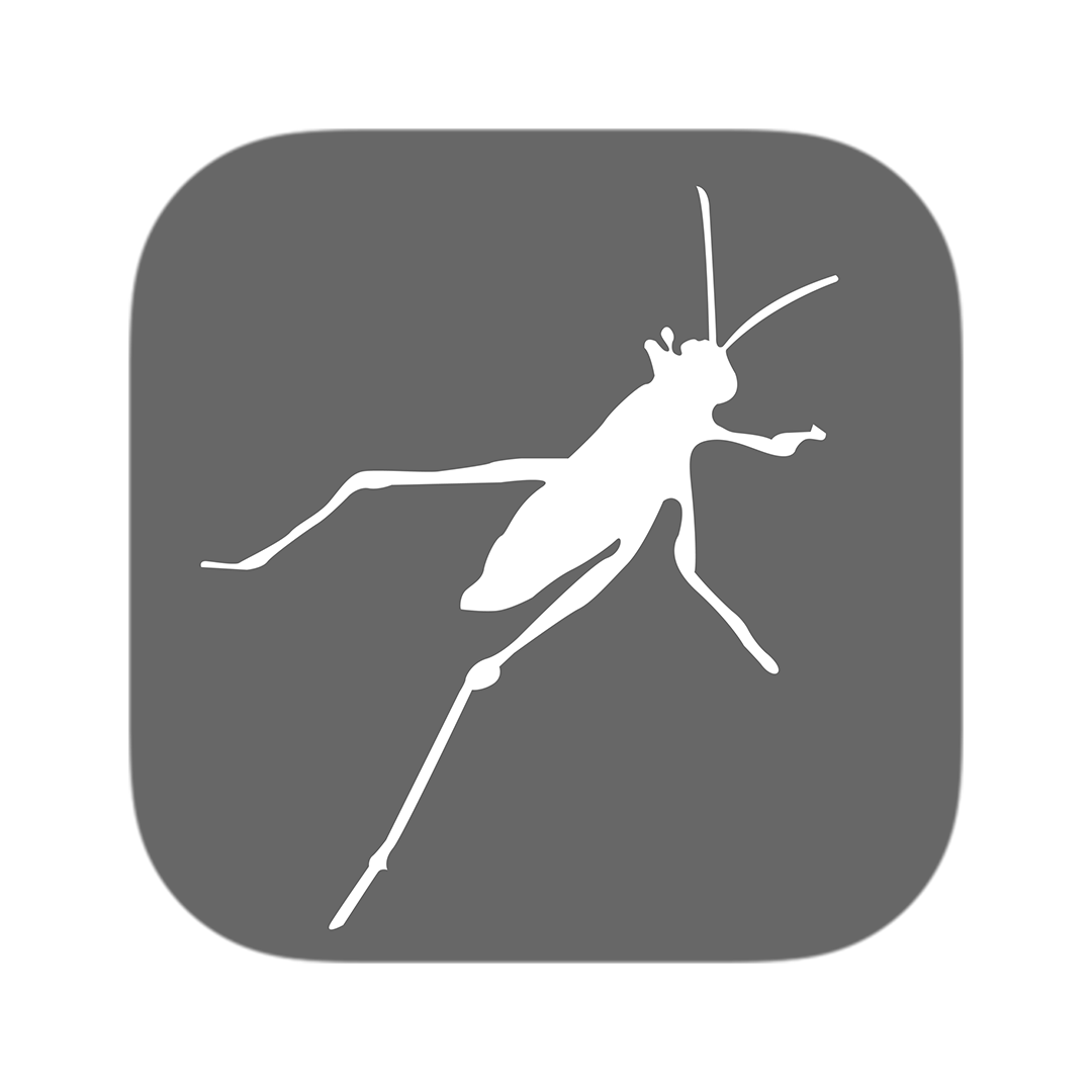 Gray icon of a mosquito with wings and antennae on a dark background.