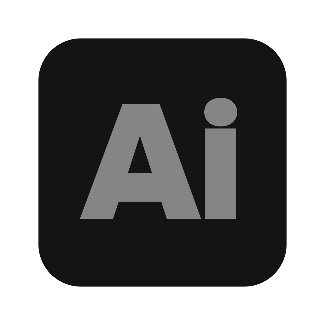 AI icon with black background and gray 'AI' text