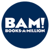 Blue circular logo with the words 'BAM! BOOKS A MILLION' written in white text.