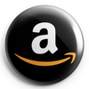Black circular Amazon logo with orange arrow