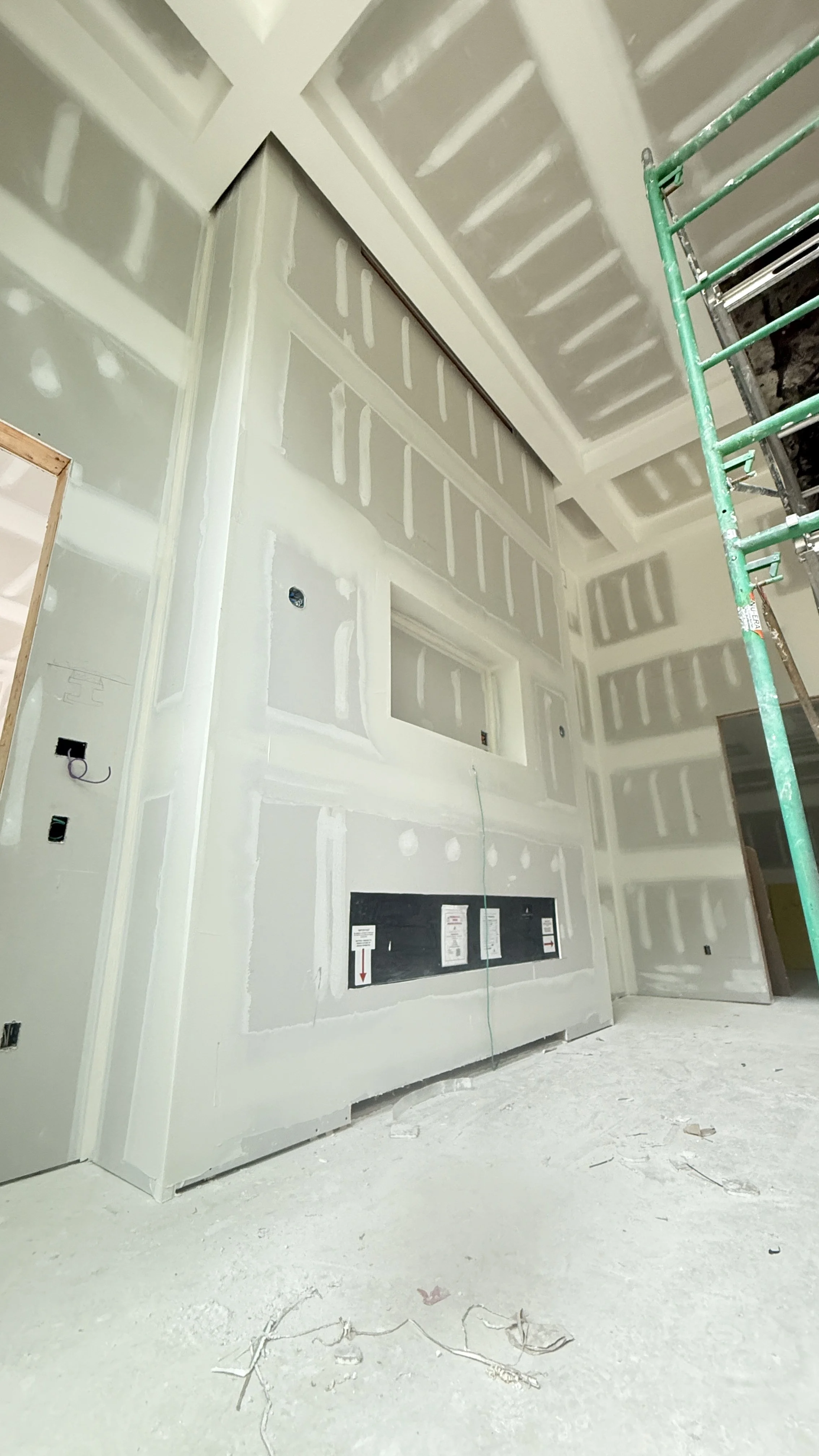 Drywall finishing stage on high-end custom project in Florida