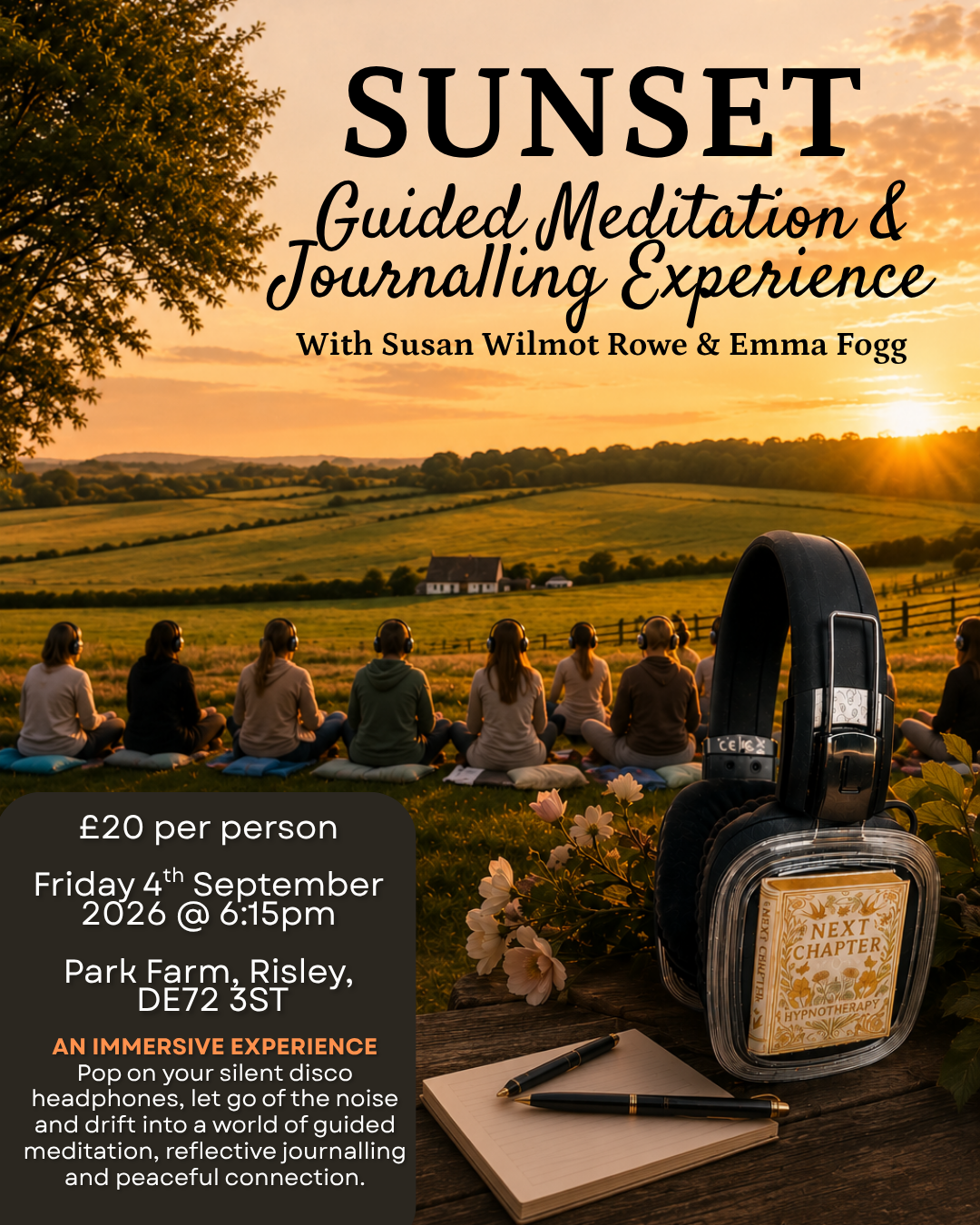 Outdoor Sunset Journalling & Guided Relaxation Evening in Risley, Derbyshire